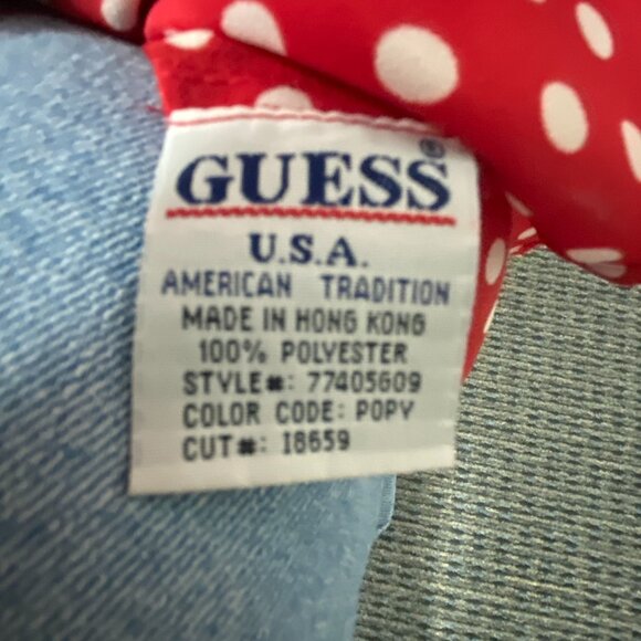 Vintage Guess Red White Polka Dot Collared Button Up Blouse  Size M - Picture 7 of 9